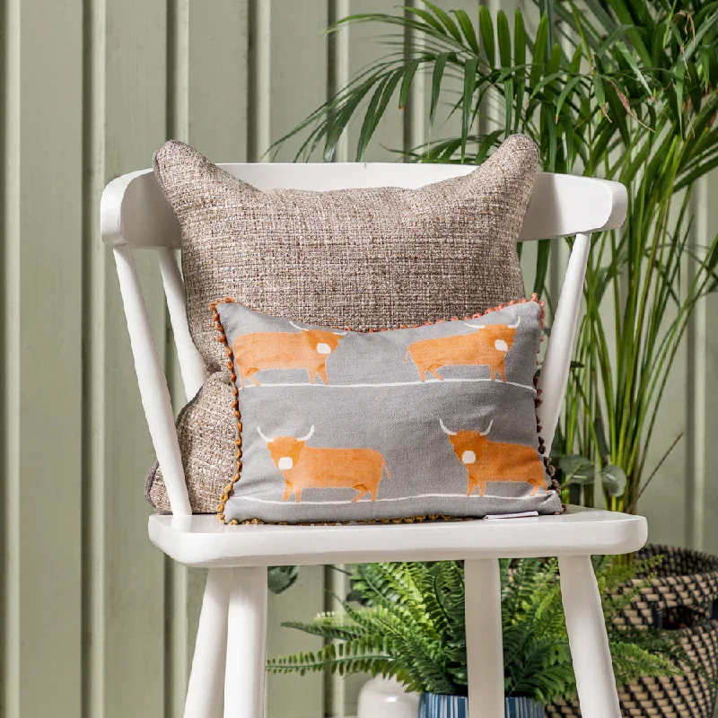 Dougal Printed Feather Cushion Granite