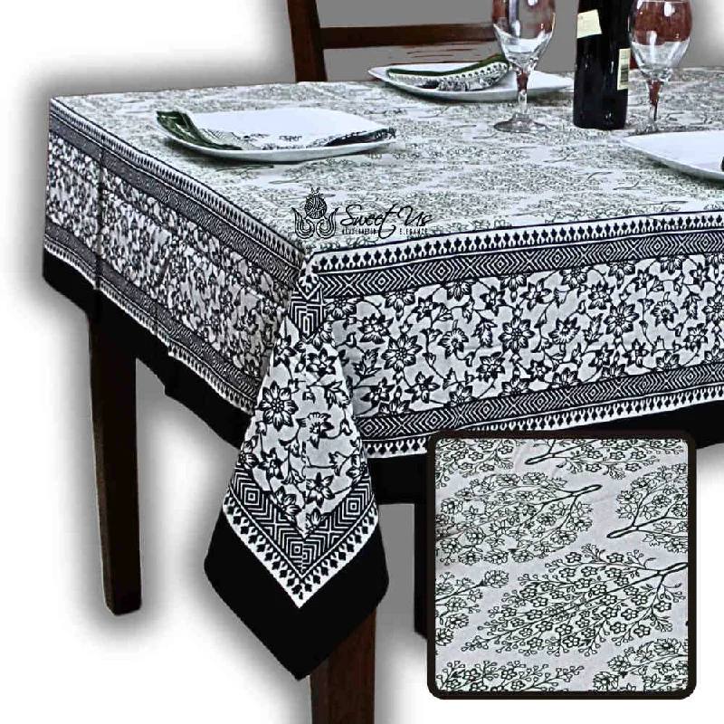 The Amore French Country Cotton Floral Tablecloth Square, Ebony Fern