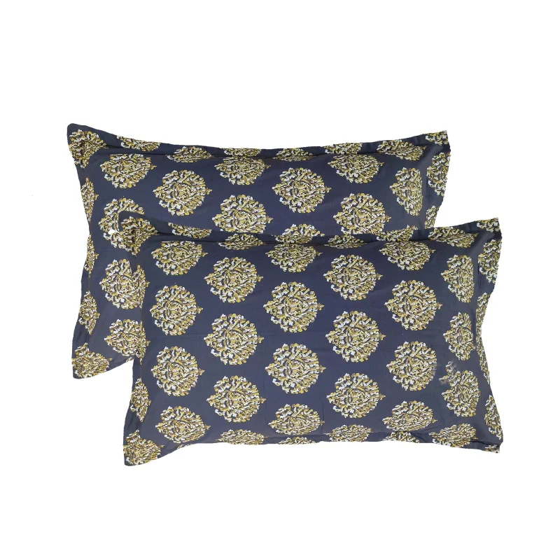 Cotton Printed Pillow Covers (Damask & Pack of 2 100% Cotton)