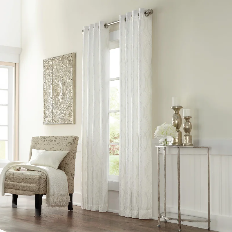 Grommet lined curtain panel - Omega - White - 52 x 95''