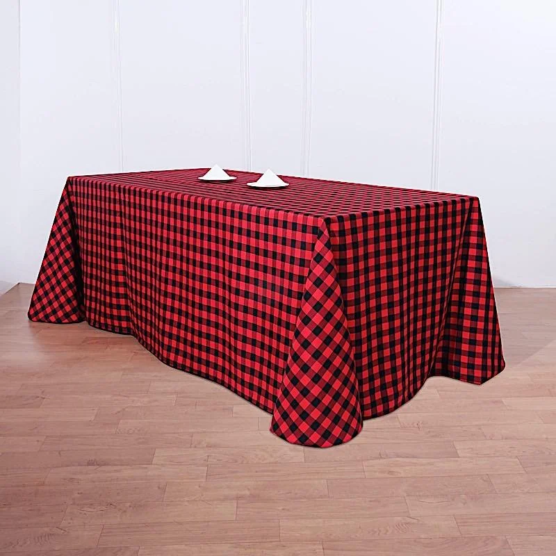 90x156" Checkered Gingham Polyester Tablecloth