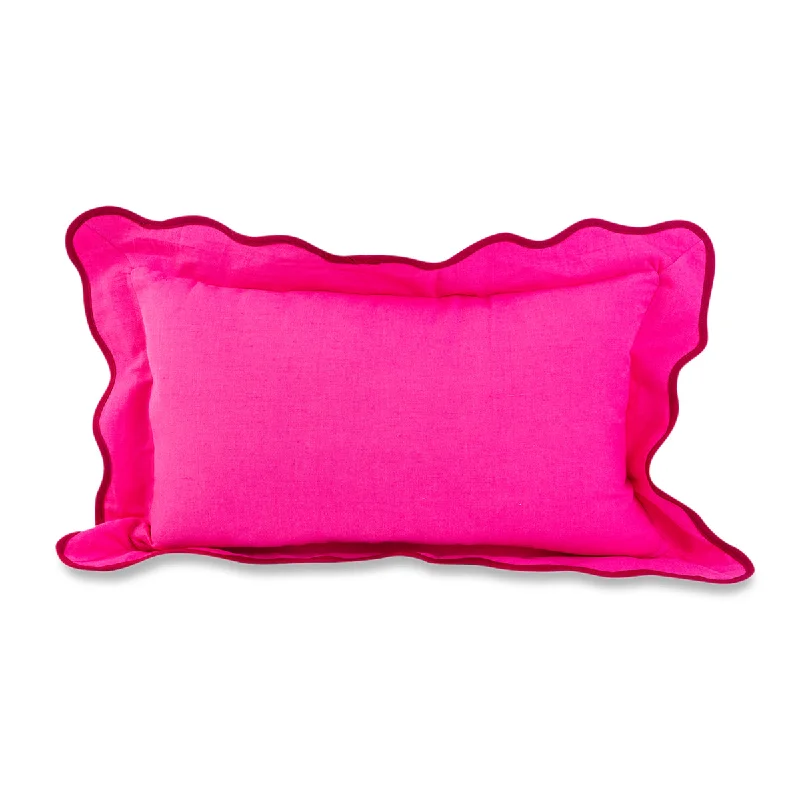 Darcy Linen Lumbar Pillow - Neon Pink + Wine - Case Only