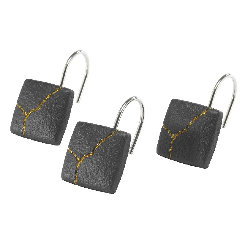 Nicole Miller Sydney Black/Gold Shower Hooks