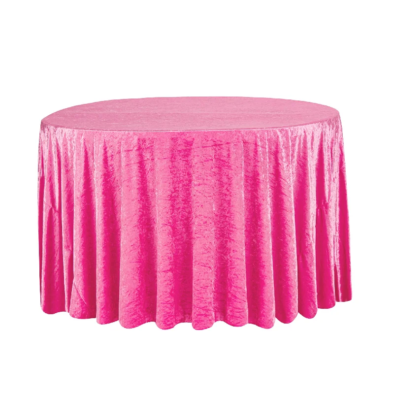 Velvet 120" Round Tablecloth - Fuchsia