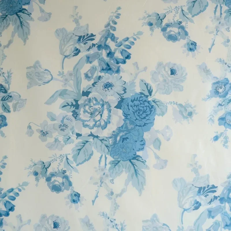 Lee Jofa Grenville Glazed Blue Chintz Print Decorative Fabric