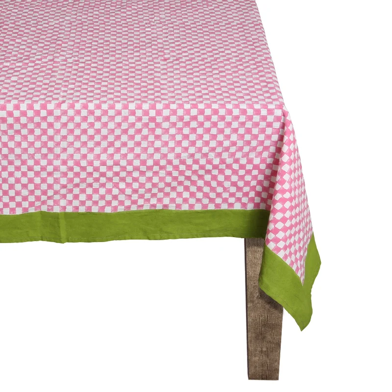 Pink Check Tablecloth