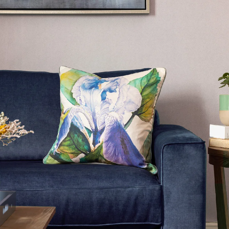 Darwen Printed Feather Cushion Cornflower