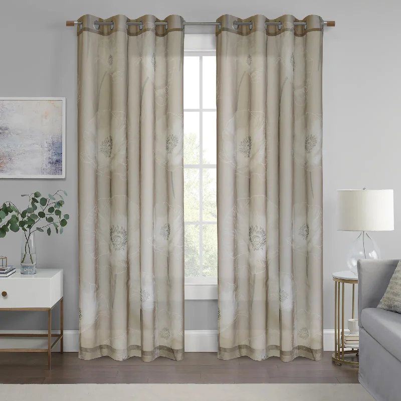 Grommet curtain panel - Lora -  50 x 94 in (128 x 215cm) - Taupe