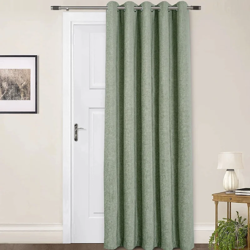 Amberley Sage Chenille Thermal Door Curtain