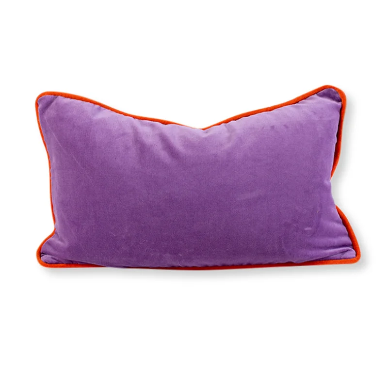 Charliss Velvet Lumbar Pillow - Lilac + Orange - Case Only