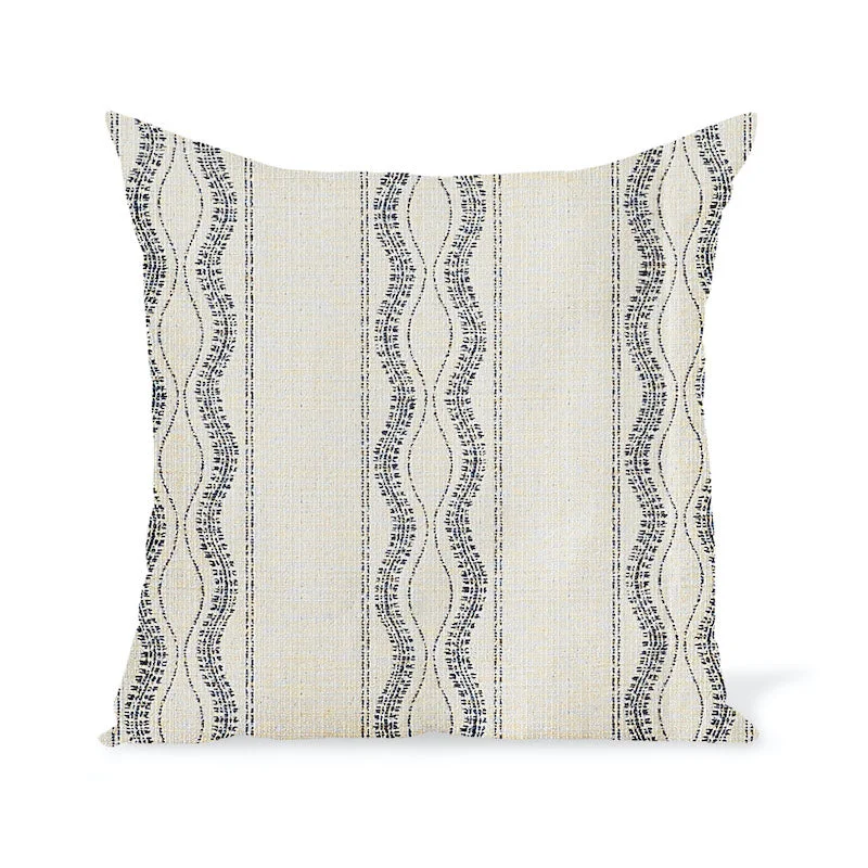 Peter Dunham Textiles Outdoor Zanzibar in Natural/Blue Pillow