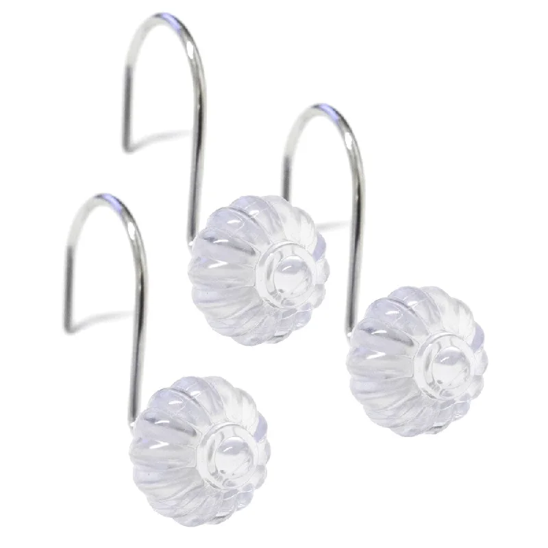 Danica Acrylic Shower Hook Set- Clear - Clear/Silver