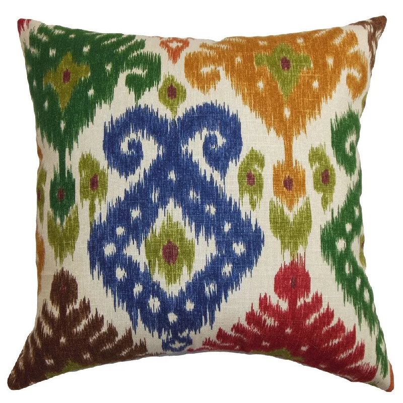 Kaula Ikat Euro Sham Green Blue