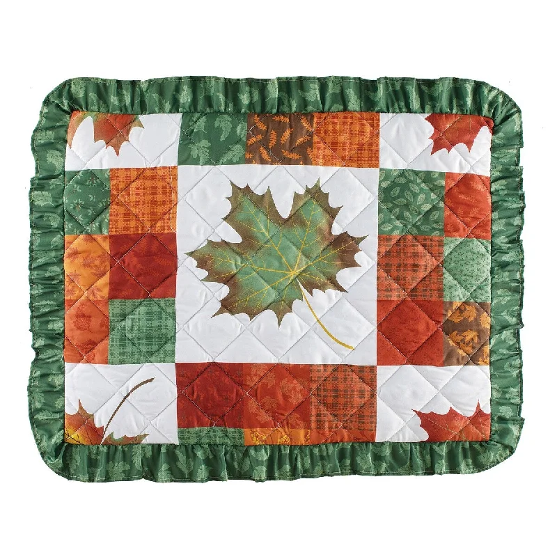 Leaf Patchwork Triple Ruffle Quilted Polyester Pillow Sham