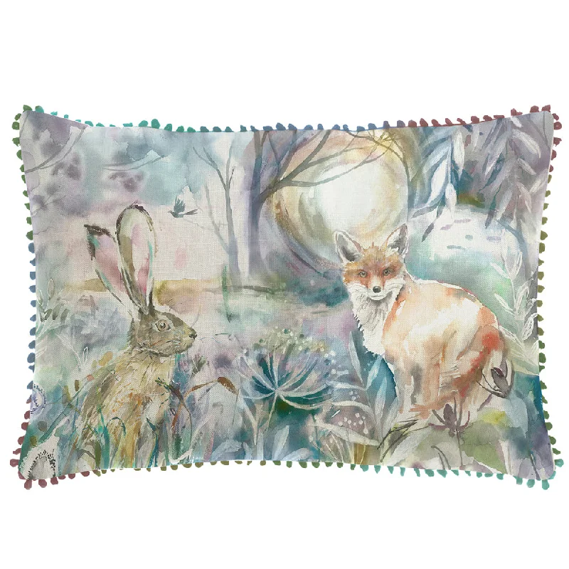 Fox Printed Feather Cushion Purple