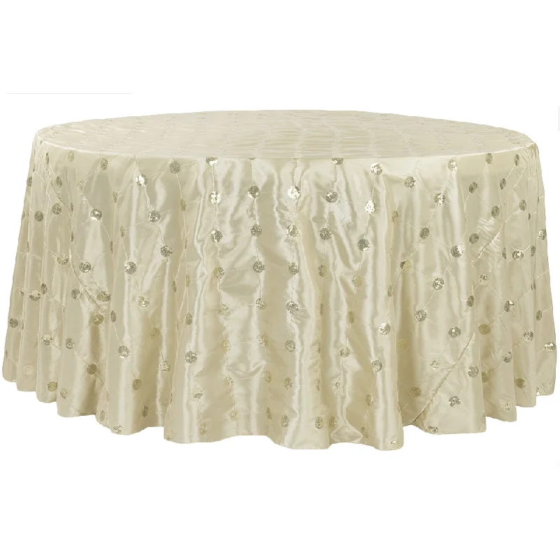 Sequin Embroidery Taffeta 132" Round Tablecloth - Champagne