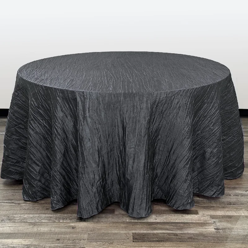 132 inch Crinkle Taffeta Round Tablecloth Black