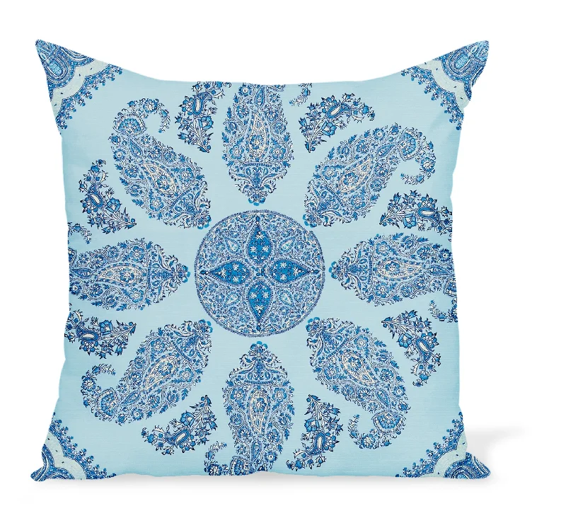 Peter Dunham Textiles Outdoor Samarkand in Indigo on Sky Pillow