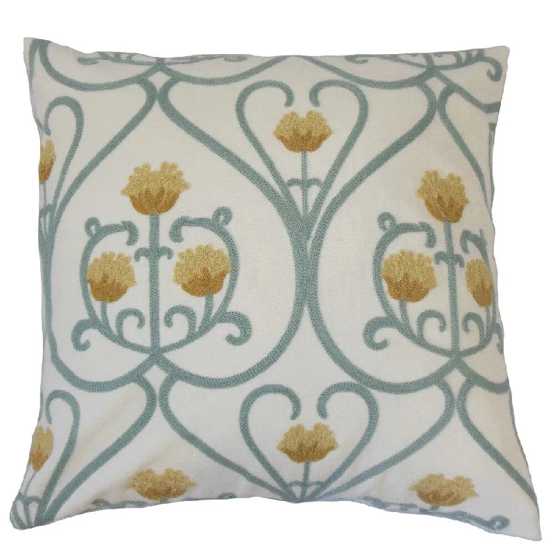 Drucilla Floral Euro Sham Aqua