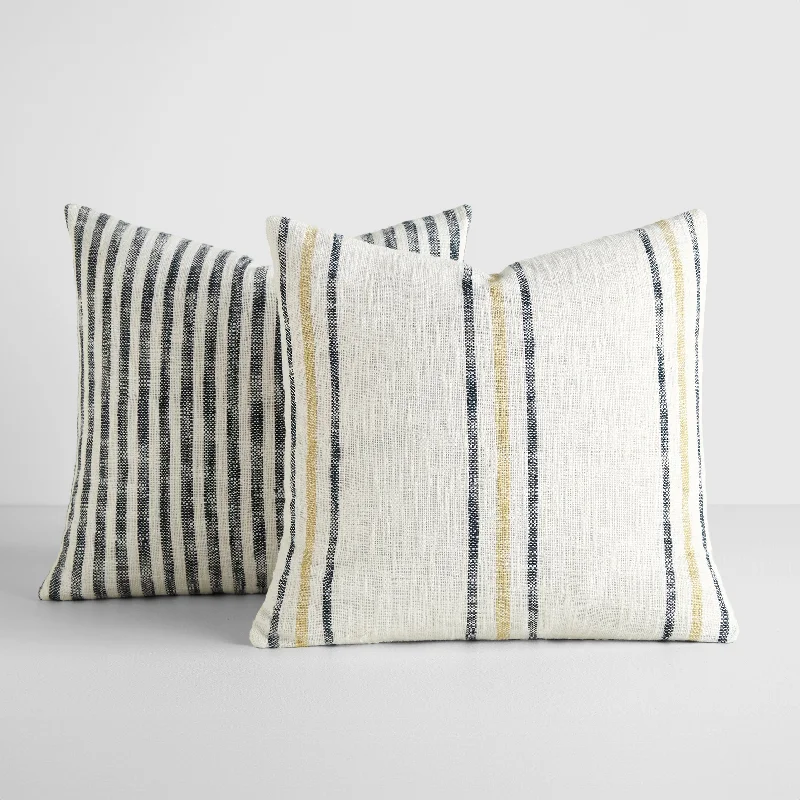 2-Pack Yarn-Dyed Patterns Decor Throw Pillows in Yarn-Dyed Bengal Stripe / Yarn-Dyed Framed Stripe