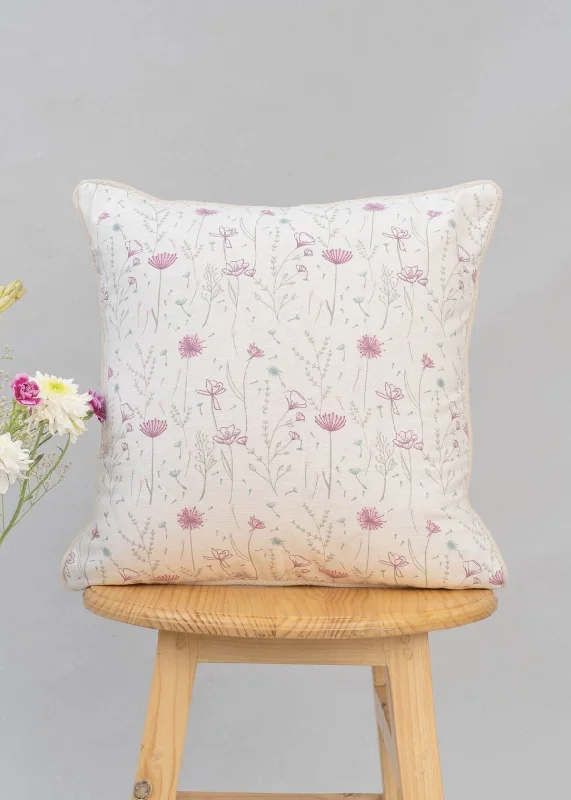 Drifting Dandelion 100% cotton floral cushion cover for sofa - Lavender