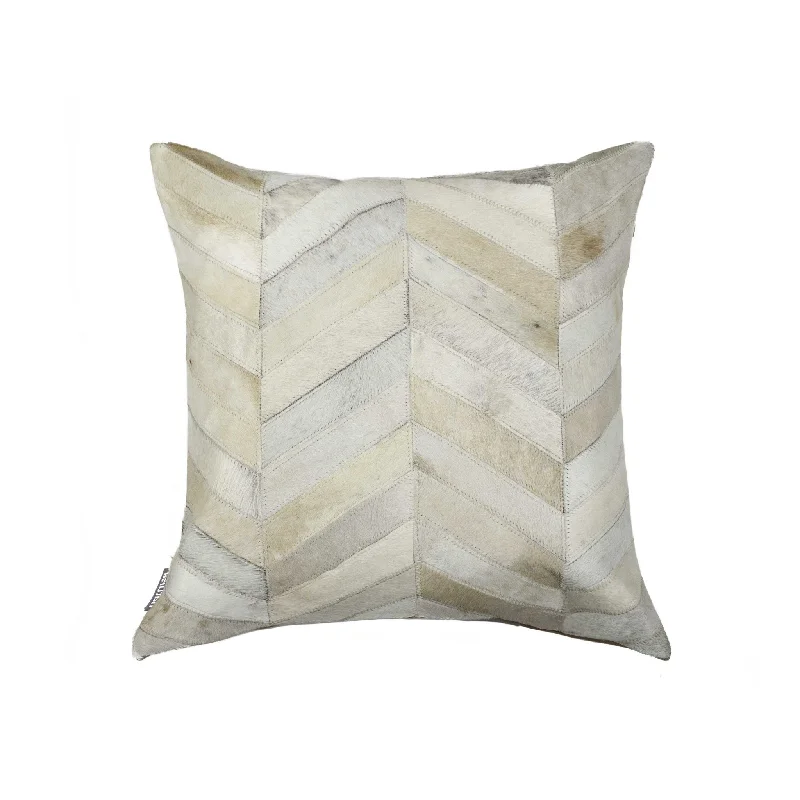 18" X 18" Natural Chevron Cowhide Pillow