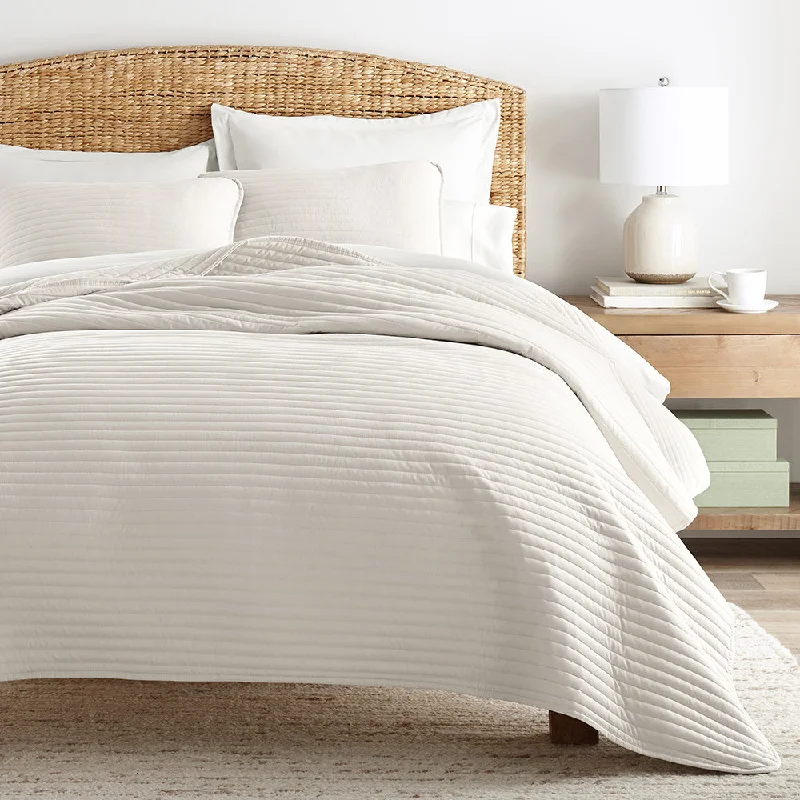 3-Piece Stripe Stitch Quilted Coverlet Set