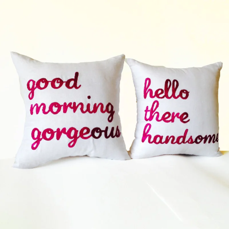 Couple Pillow Cover Good Morning Gorgeous Hello There Handsome Wedding Pillows Anniversary Housewarming