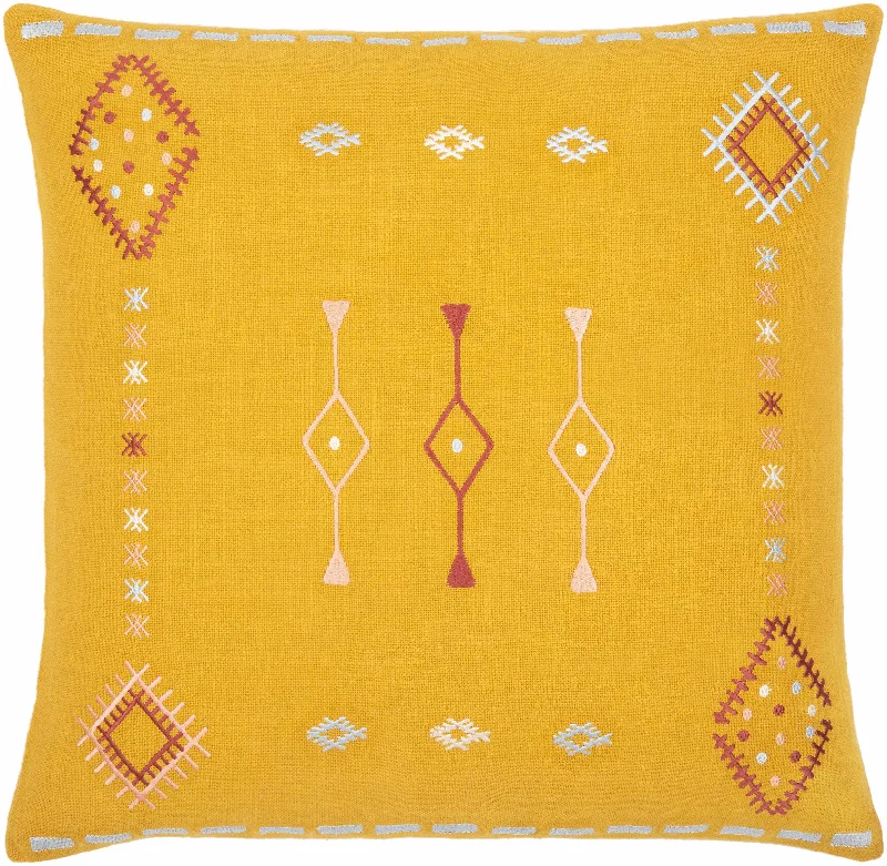 Devi Mustard Geometric Pattern Accent Pillow - Clearance