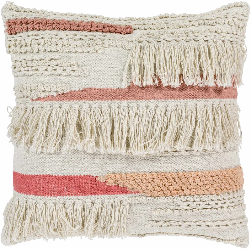 Shoup Beige Pink Textured Throw Pillow