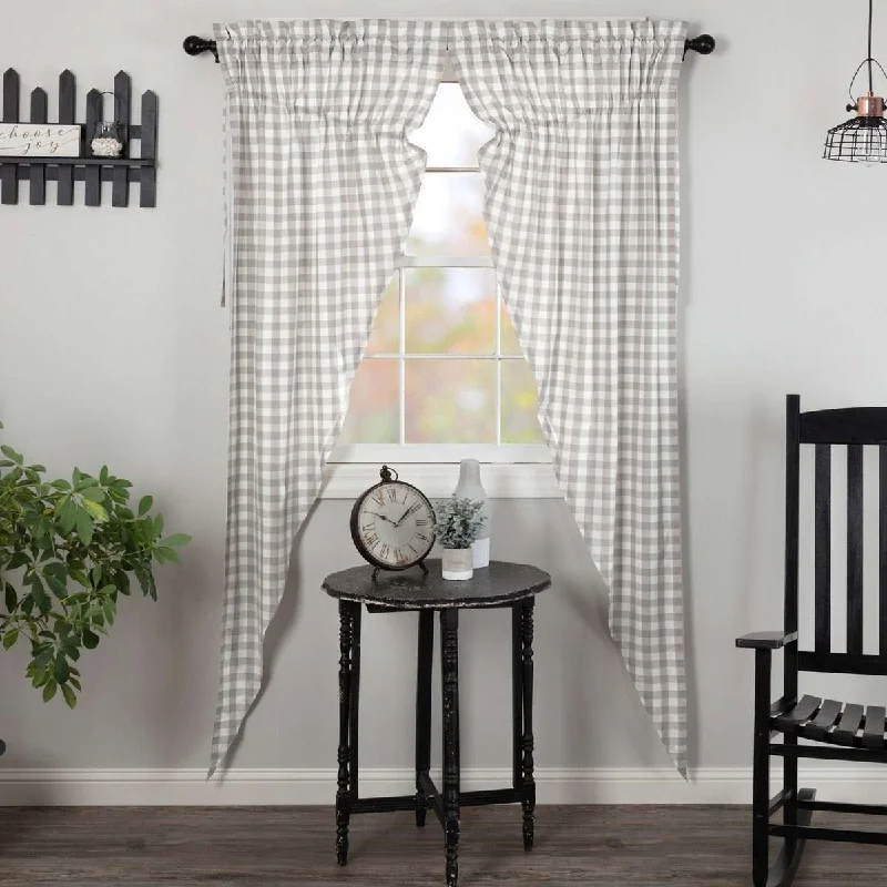 Annie Buffalo Grey Check Prairie Long Panel Curtain Set of 2