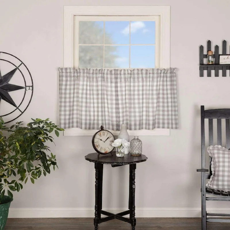 Annie Buffalo Grey Check Tier Curtain Set of 2 L24xW36