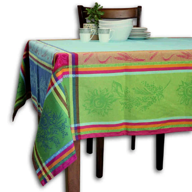 Wipeable Jacquard Tablecloth Rectangle Spill Resistant French Cotton Multicolor