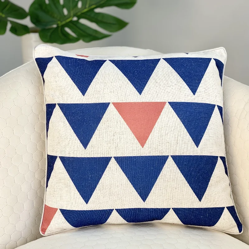 Modern Geo Blue and Pink Pillow