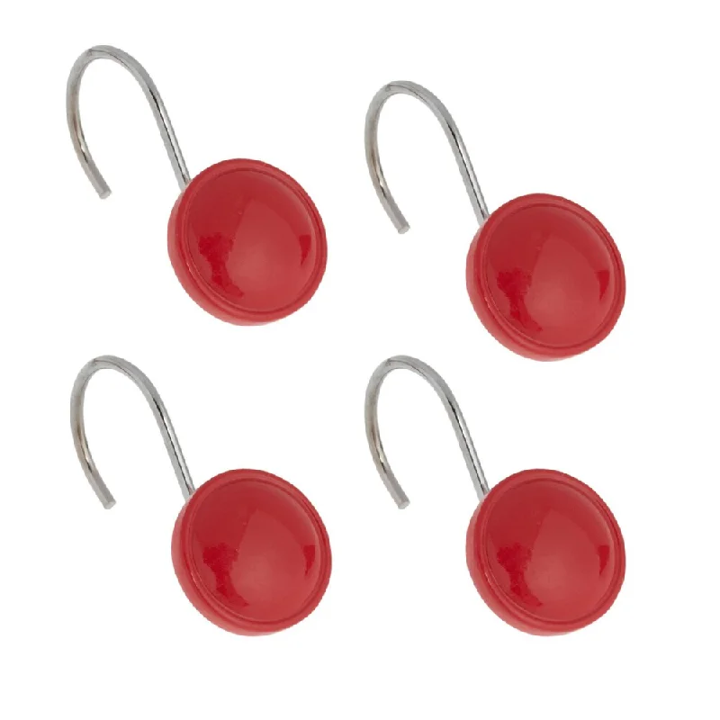 Hand Crafted Round Red Shower Curtain Hook Set (Pack of 12)