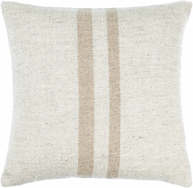 Tibor Beige Striped Wool Accent Pillow