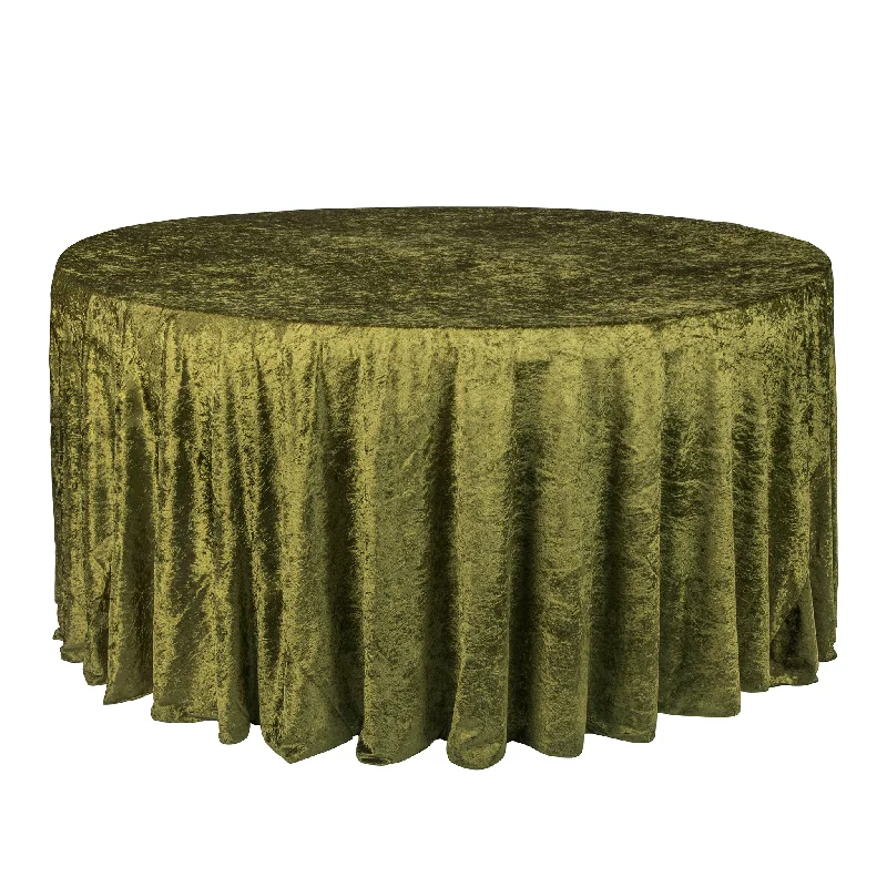 Velvet 120" Round Tablecloth - Olive Green