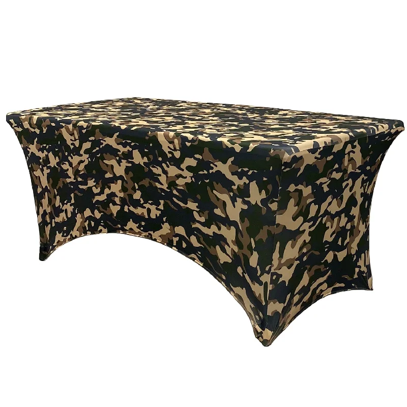 Stretch Spandex 8 Ft Rectangular Table Cover Camouflage/Army