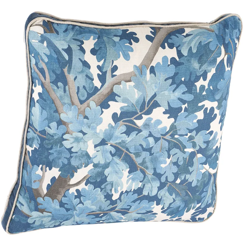 Woodland Dusty Blue Decorative Throw Pillow With Velvet Gusset