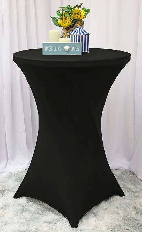 30"x42" Cocktail Spandex (220 GSM) Table Cover - Black (1pc)