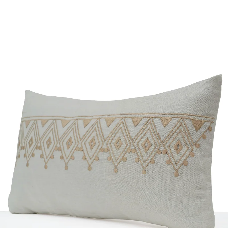 Moroccan Design Hand-embroidered Linen Throw Pillow Cover