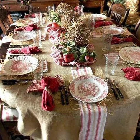 Burlap Oval Tablecloth