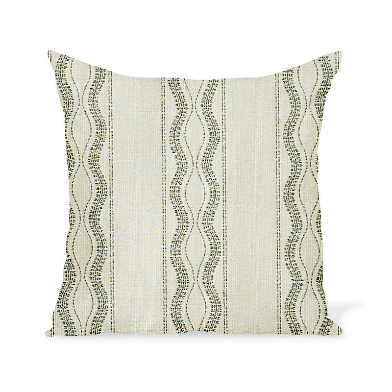 Peter Dunham Textiles Outdoor Zanzibar in Natural/Moss Pillow