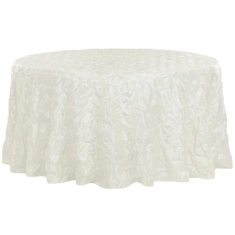 132" Pinchwheel Round Tablecloth - Ivory